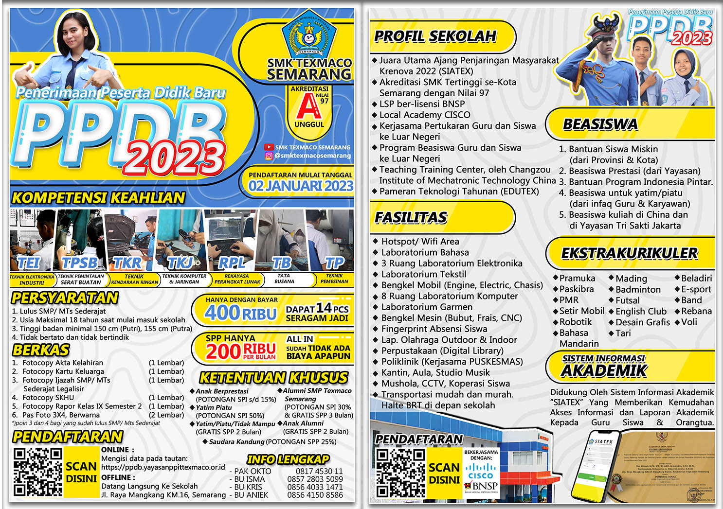 PPDB (Penerimaan Peserta Didik Baru) 2024 SMK Texmaco Semarang